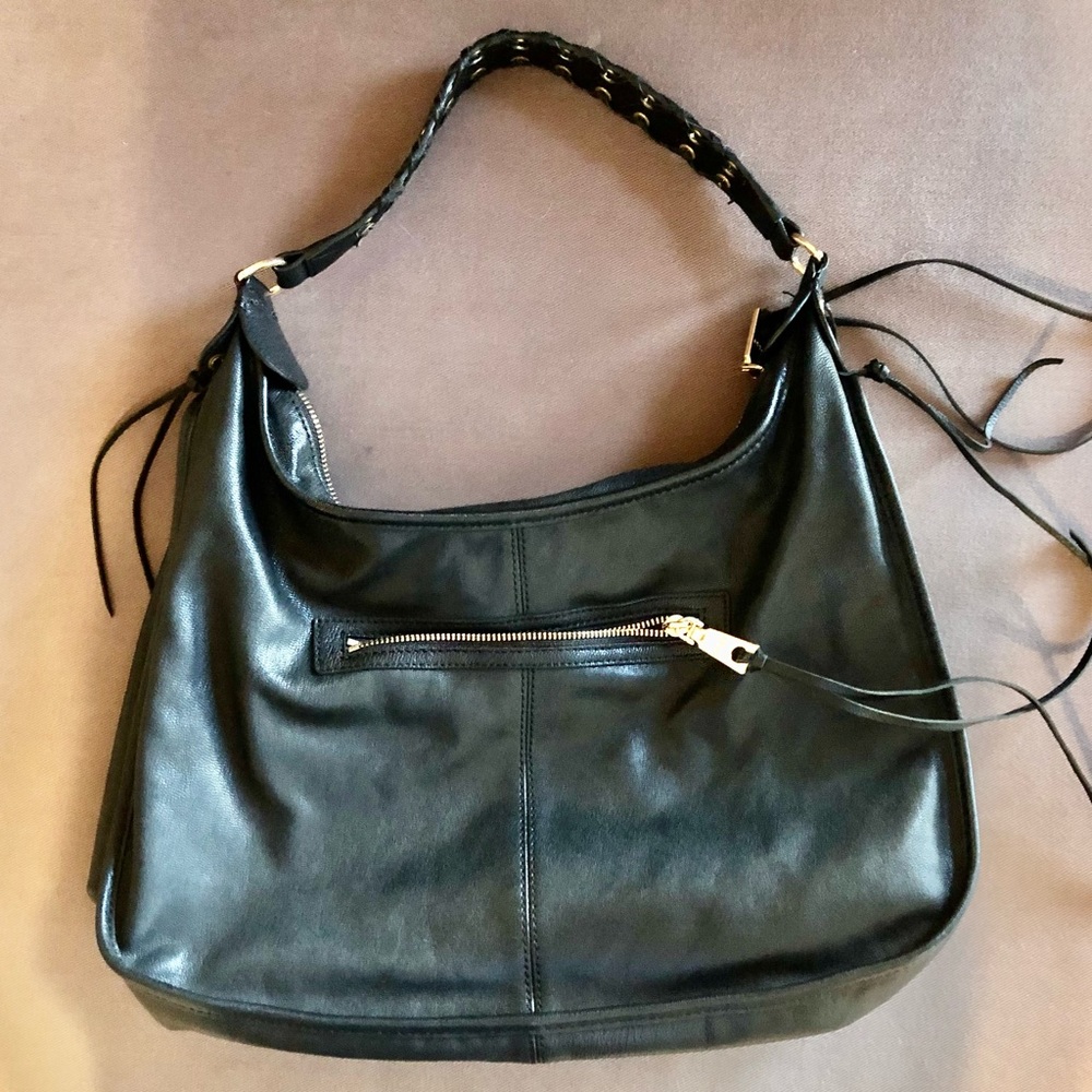 DKNY Shanna Medium Hobo Handbag Purse Black With Gold Accent Hardware
